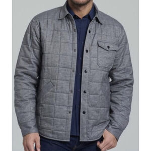 UNTUCKit Jacket Mens M Gray Quilted Shacket Snap Herringbone Elbow Patches READ